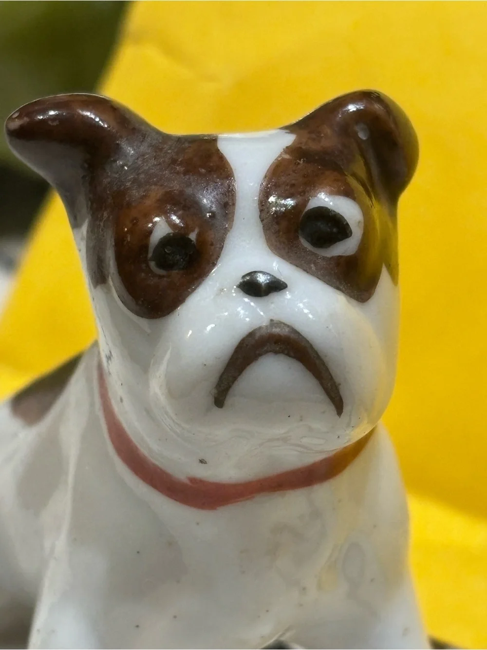 Ceramic Brown & White Dog Figurine Pets Japan Terrier Bulldog